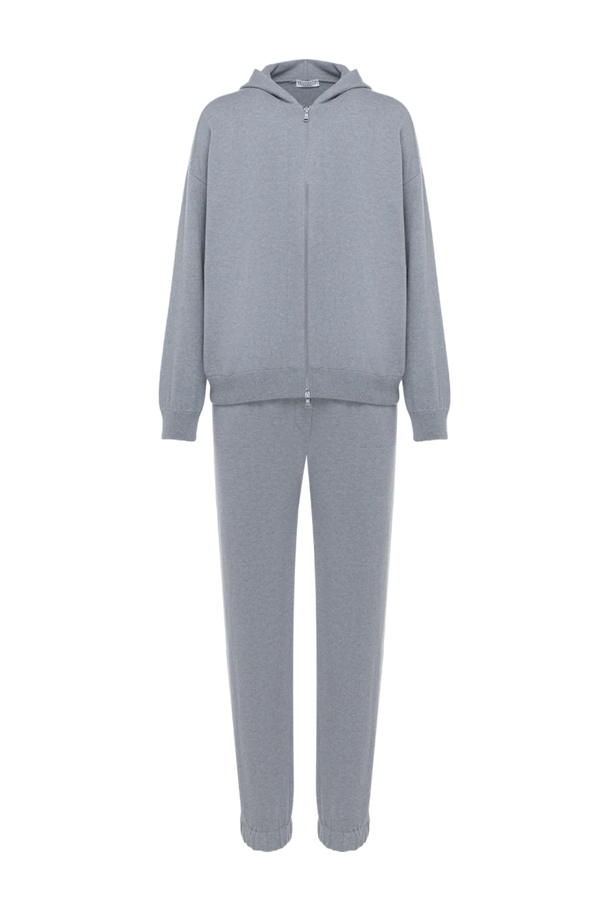Brunello Cucinelli капюшоны бар әйелдердің сұр түсті кашемирден тоқылған спорттық костюмі 184581 - фото 1