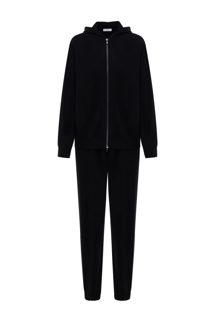 Brunello Cucinelli women's black knitted cashmere tracksuit with hood 184582 - photo 1