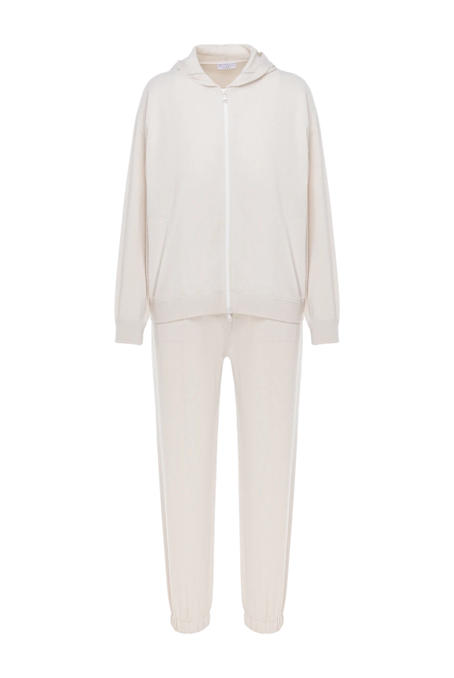 Brunello Cucinelli спортивный костюм из кашемира с капюшоном женский белый 184584 - фото 1