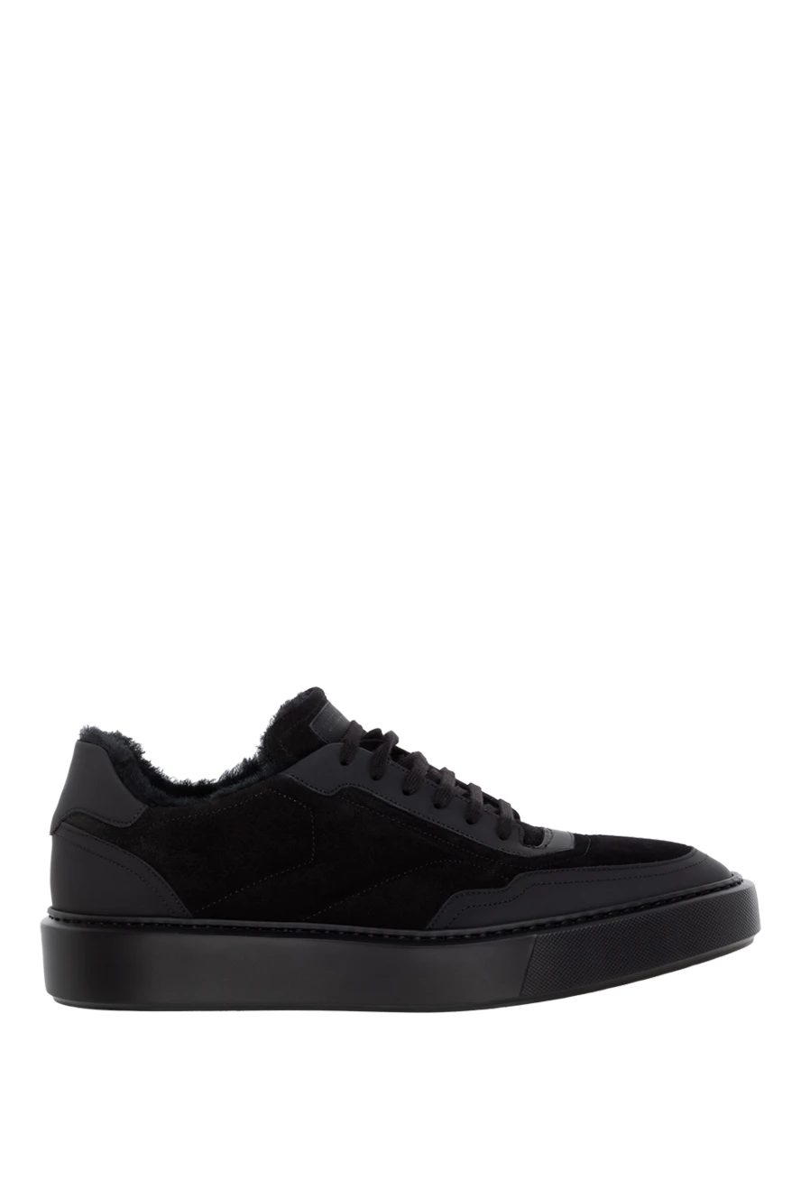 Barrett қара ерлерге арналған былғары және күдері логотипі бар үлбірлі кроссовкалар 184706 - фото 1