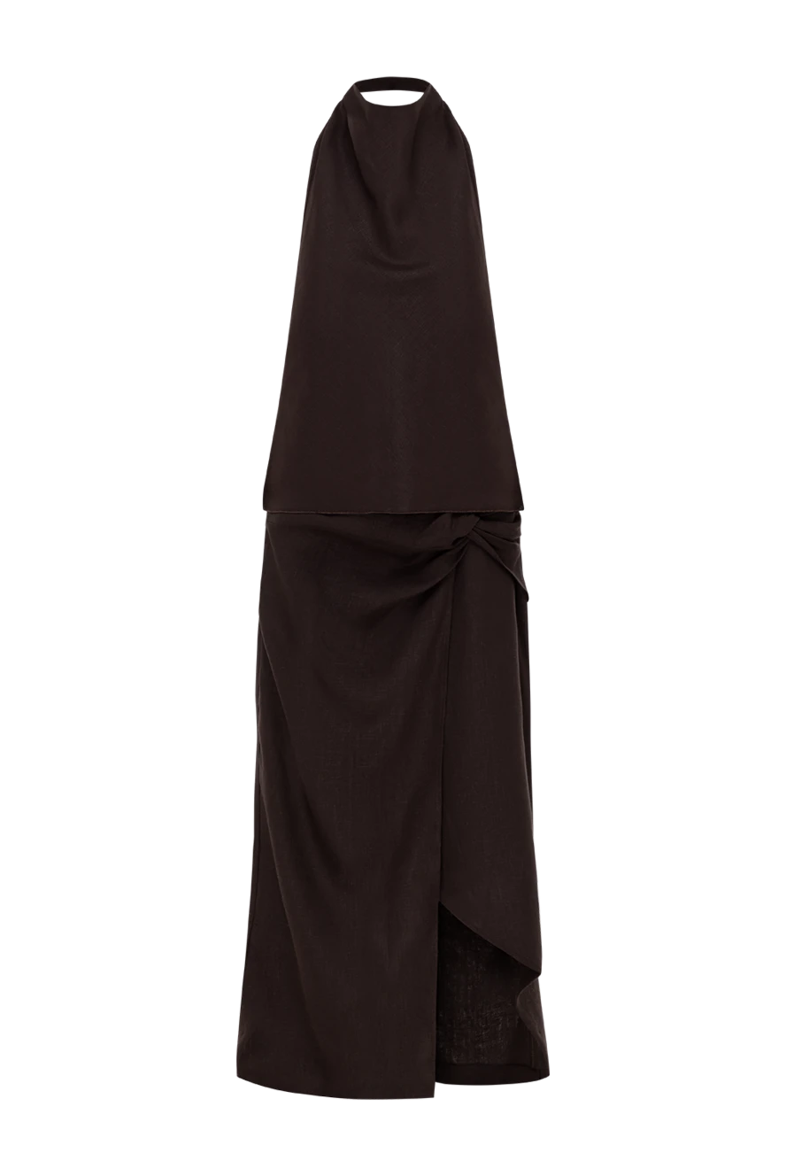 Alex Riviere костюм с юбкой и открытыми плечами коричневый 184847 - фото 1