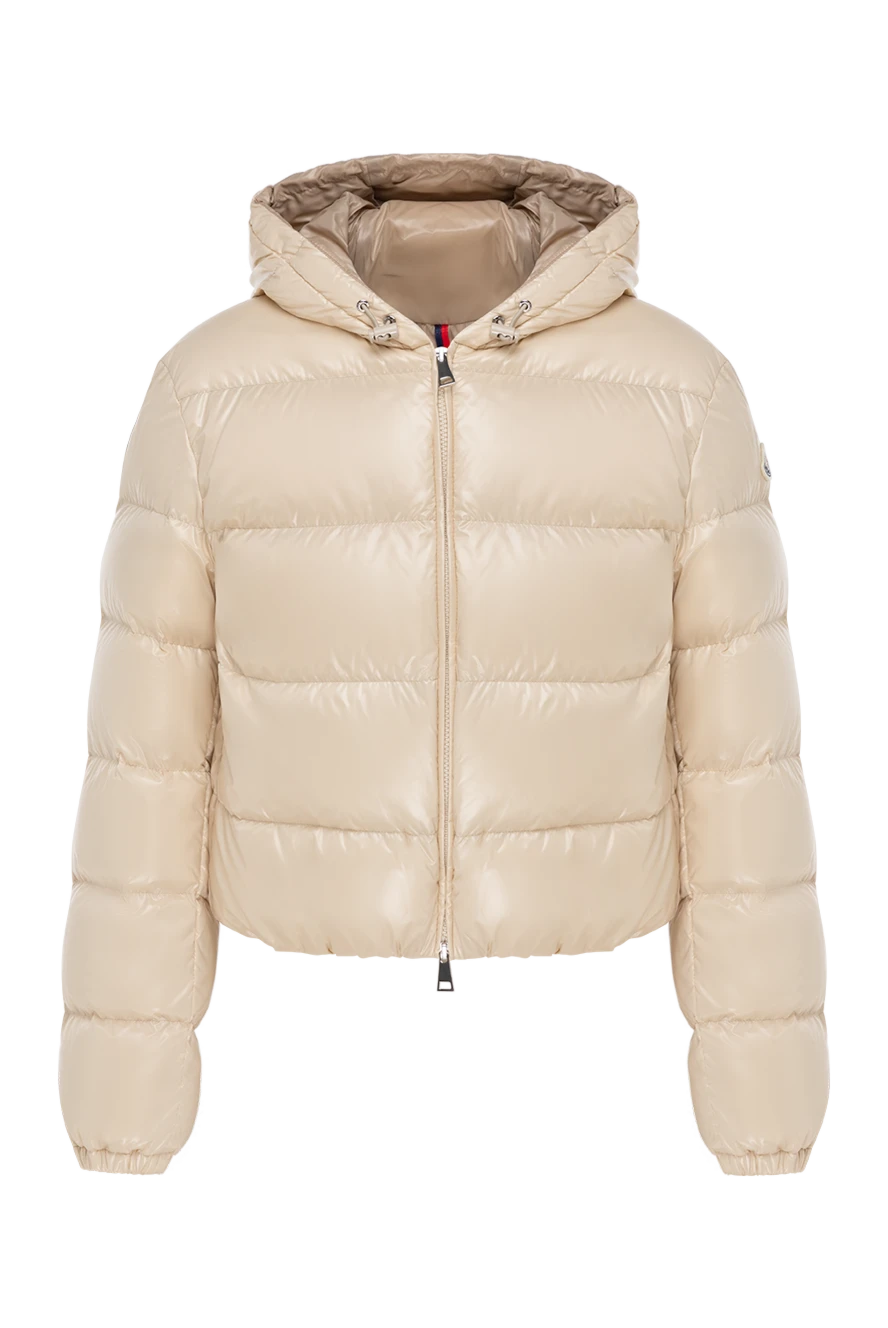 Moncler куртка женская бежевая с капюшоном теплая 184940 - фото 1