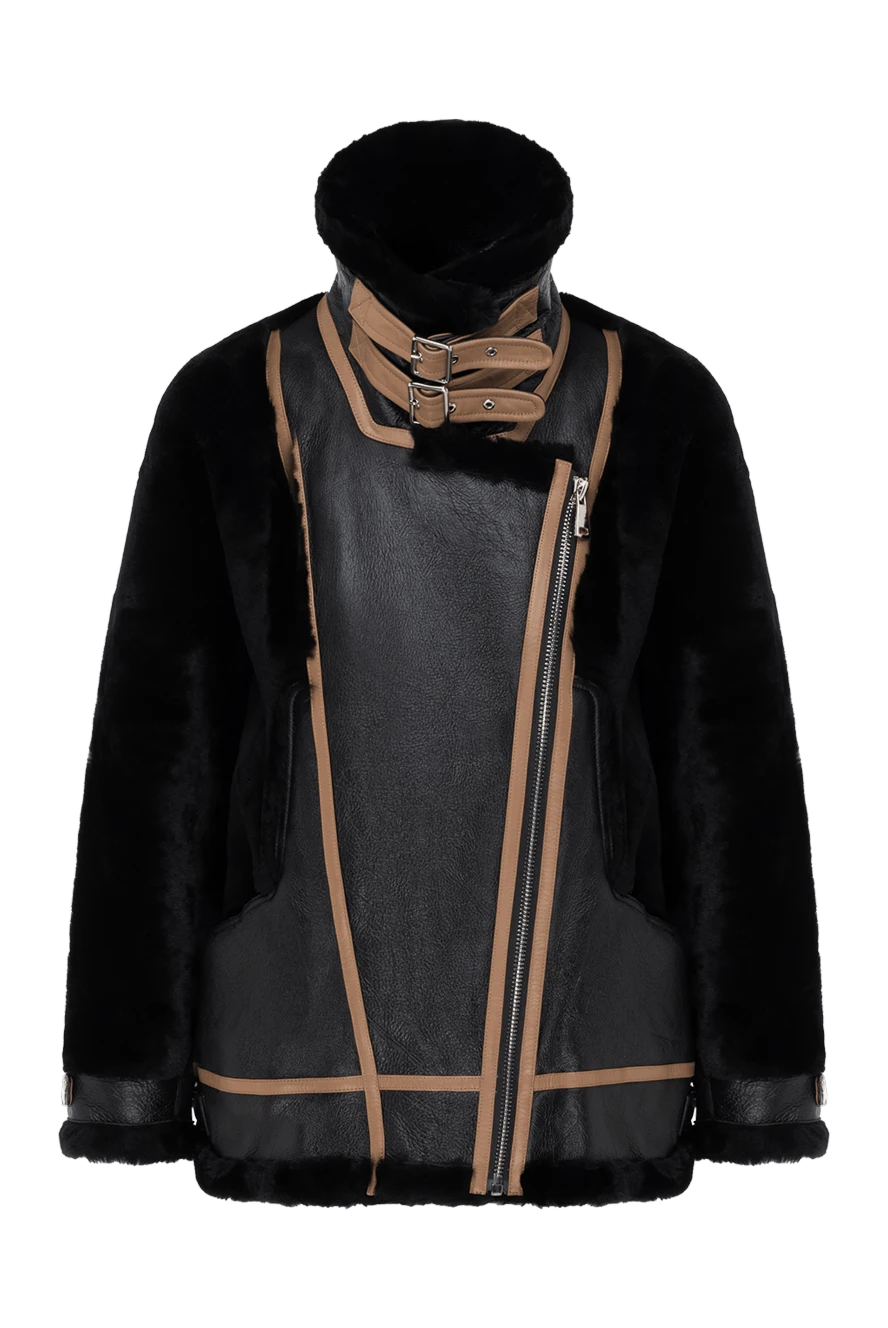 Interdee дубленка женская черная с молнией наискосок 185010 - фото 1