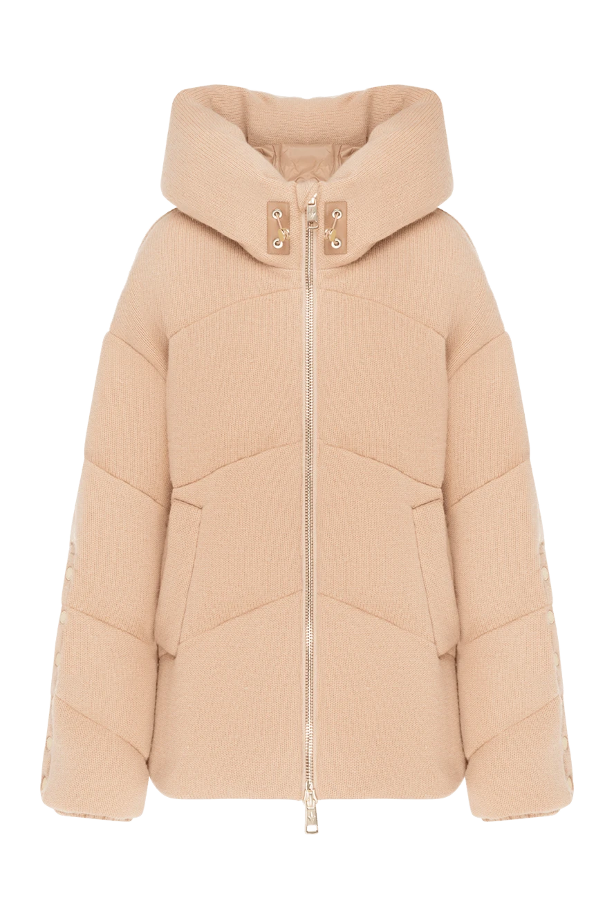 Nicole Benisti жүн мен кашемирден тігілген, капюшоны бар әйелдердің қоңыр мамық күртесі 185089 - фото 1