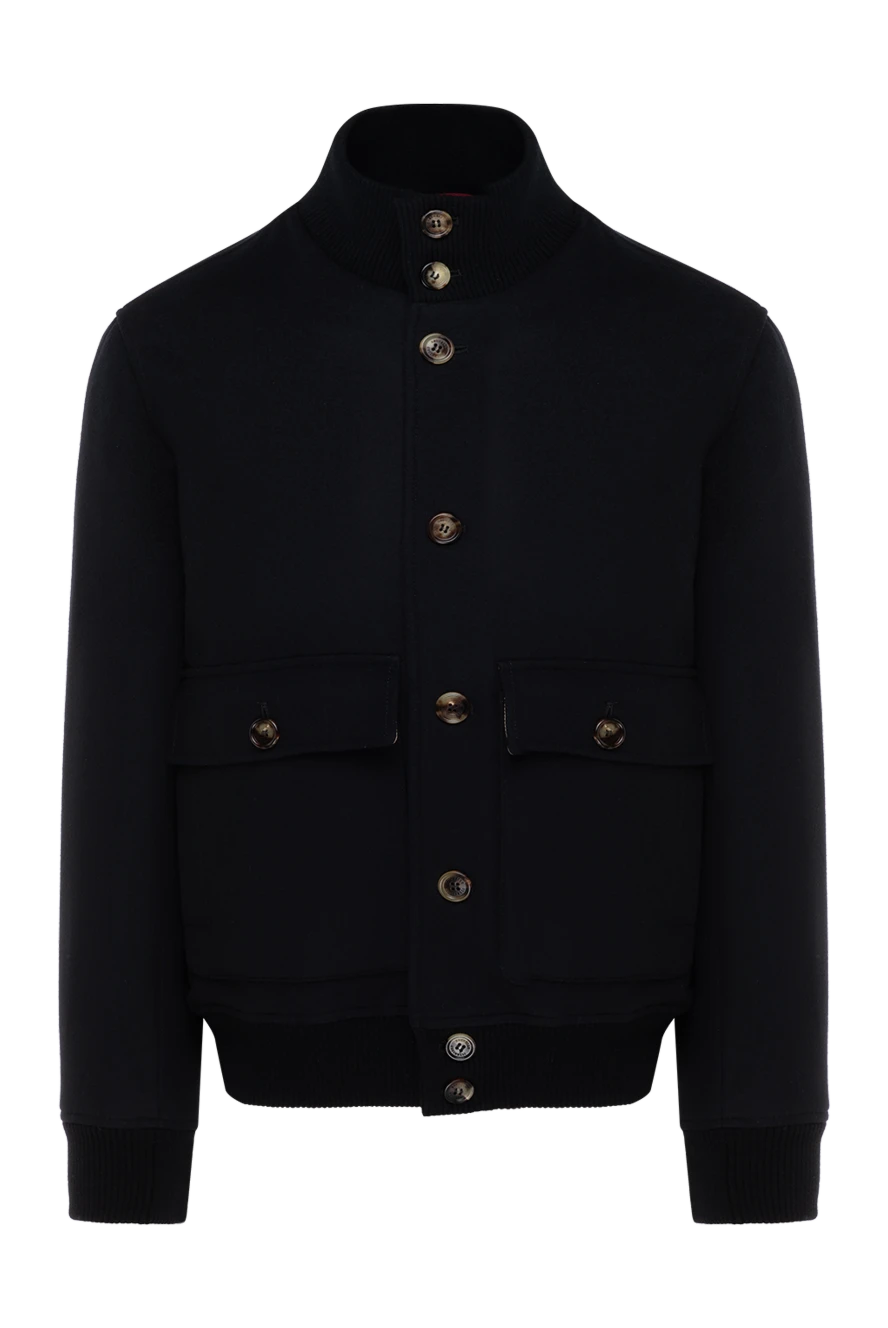 Brunello Cucinelli куртка-бомбер из двойной шерстяной ворсовой ткани бобрик синяя 185112 - фото 1