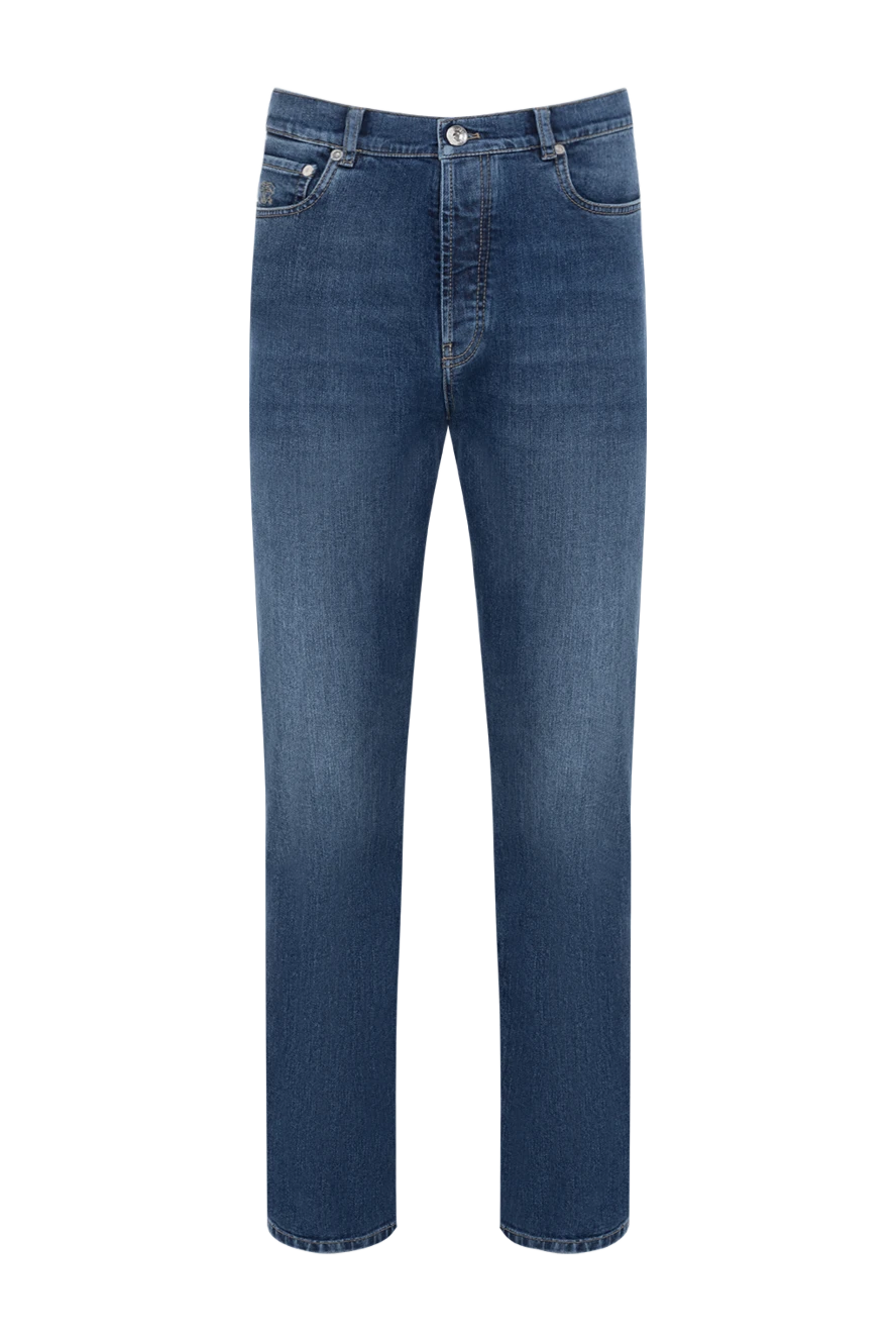 Brunello Cucinelli мужские джинсы синие с эффектом потертости 185114 - фото 1