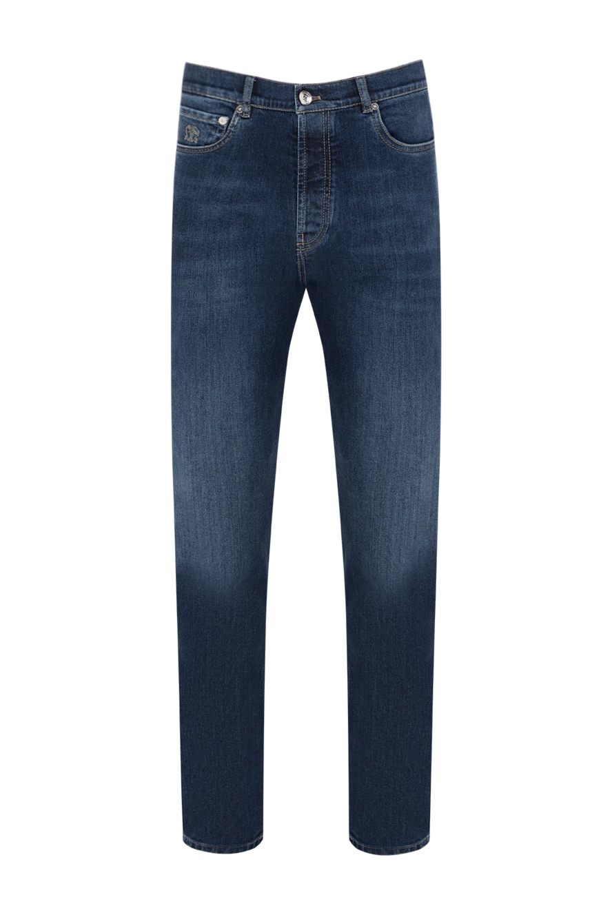 Brunello Cucinelli мужские джинсы с эффектом потертости синие 185115 - фото 1
