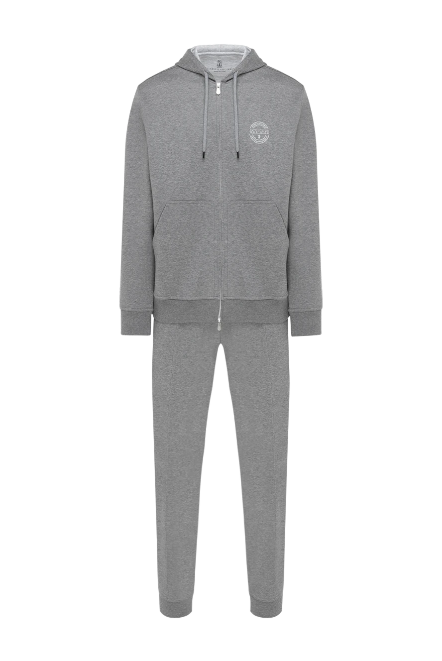 Brunello Cucinelli прогулочный костюм серый меланж мужской с капюшоном 185120 - фото 1