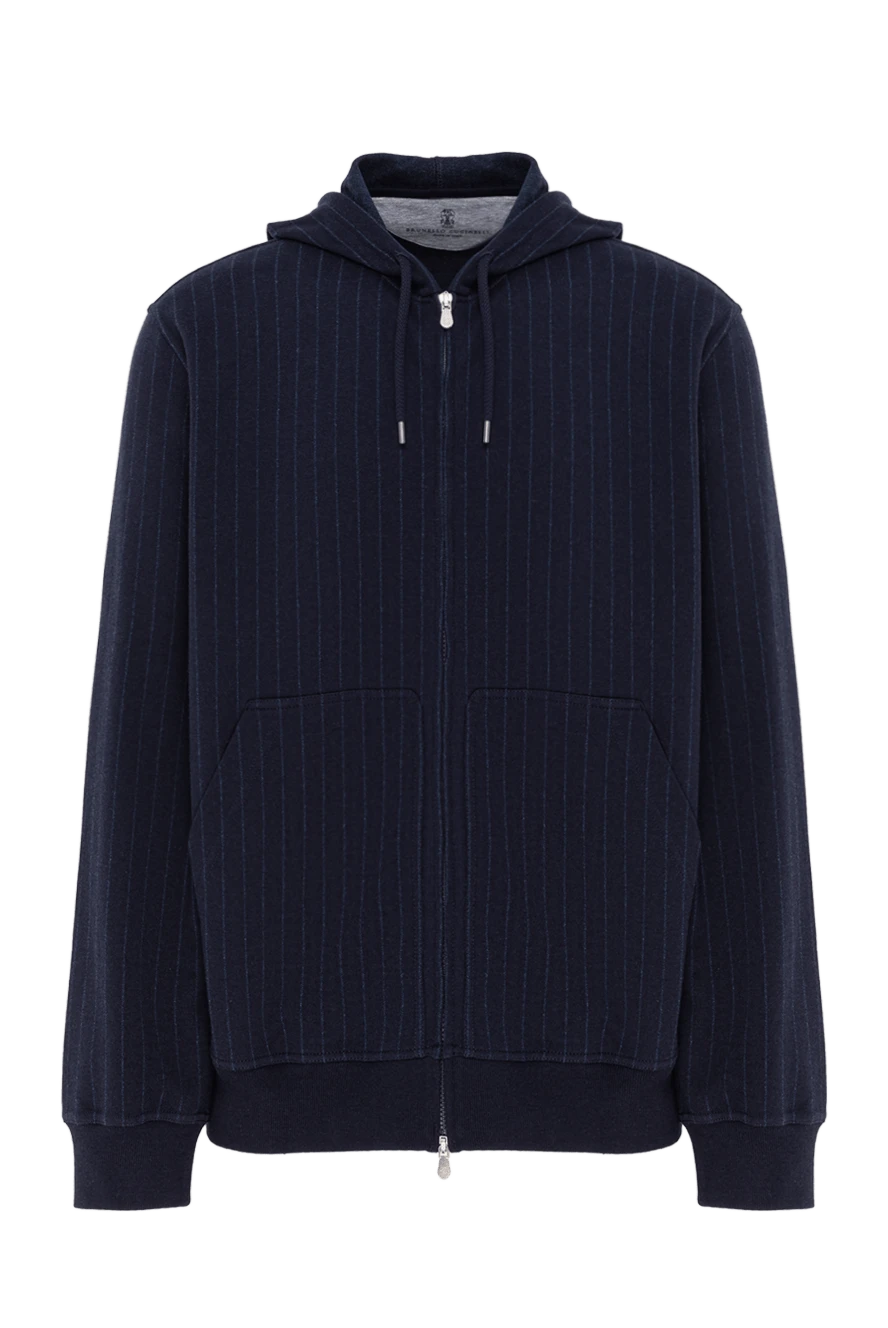 Brunello Cucinelli мужская кофта на молнии из хлопка кашемира и шерсти с капюшоном
185124 - фото 1