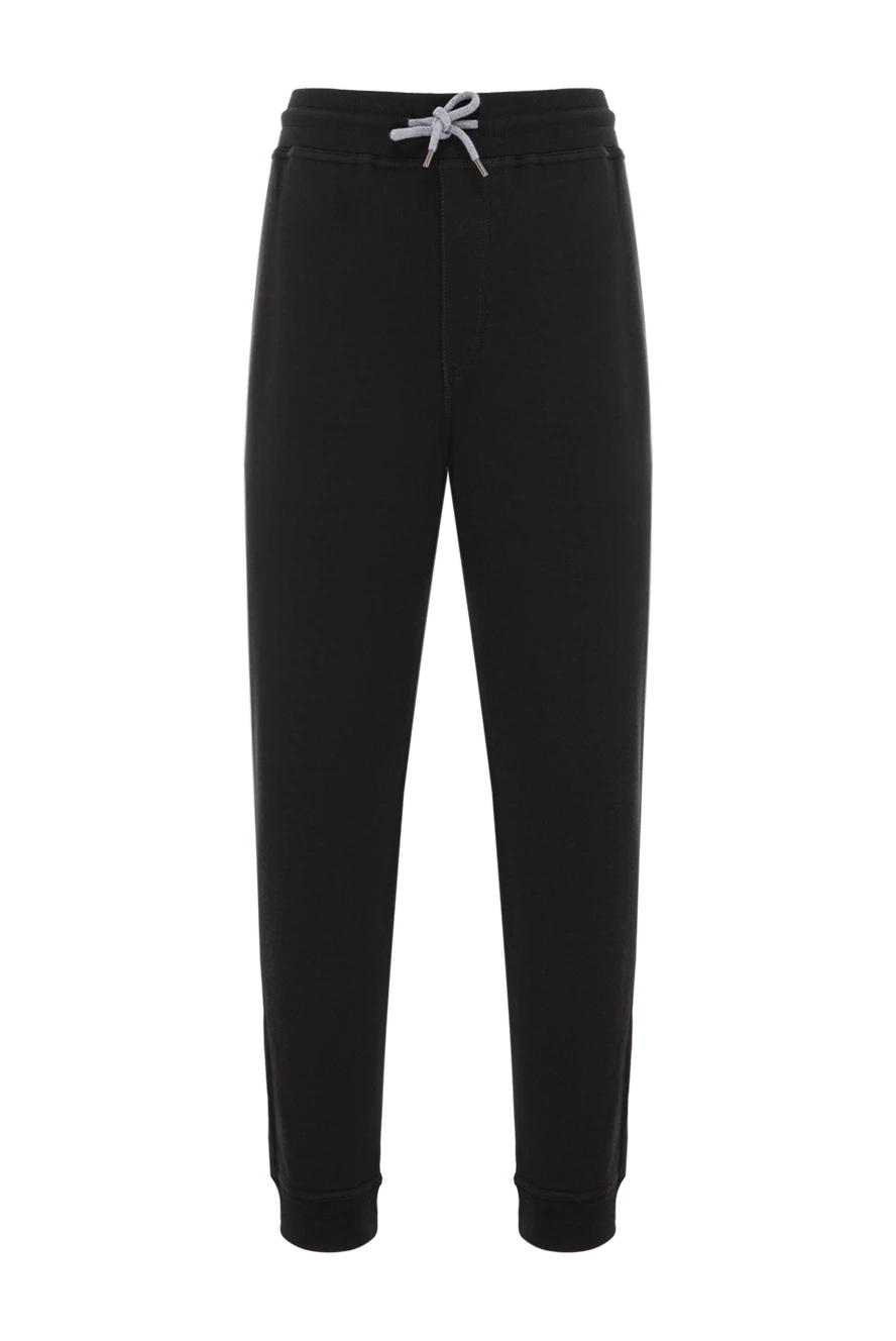 Brunello Cucinelli мужские спортивные брюки черные с эластичным поясом и манжетами 185132 - фото 1