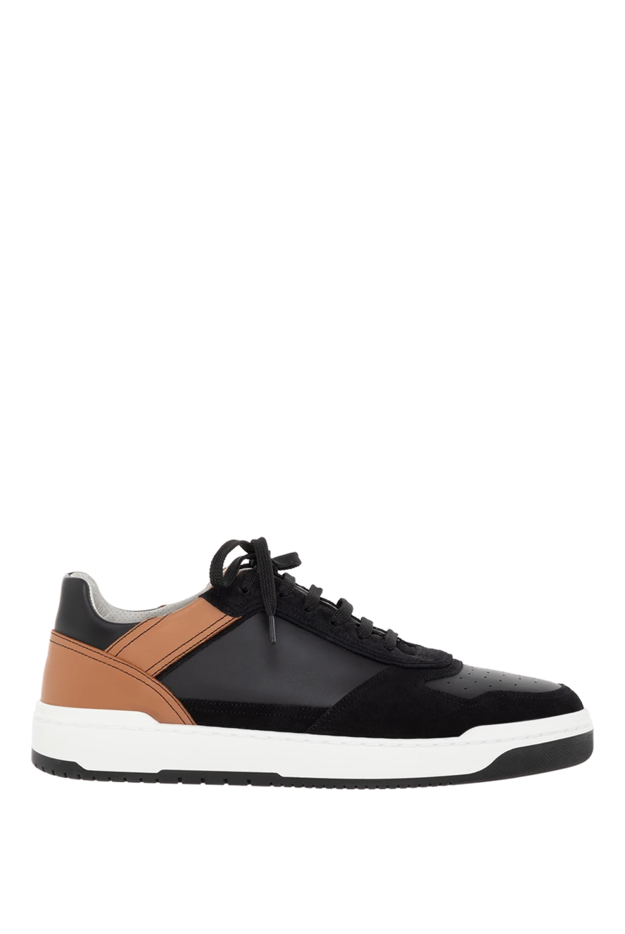 Brunello Cucinelli жартылай жылтыр бұзау терісінен және жуылған күдеріден жасалған себет кроссовкалары 185134 - фото 1