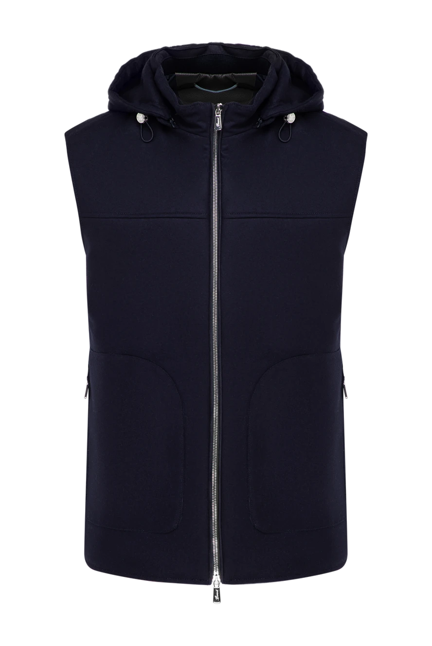 Lenoci жилет мужской шерстяной с капюшоном синий 185162 - фото 1