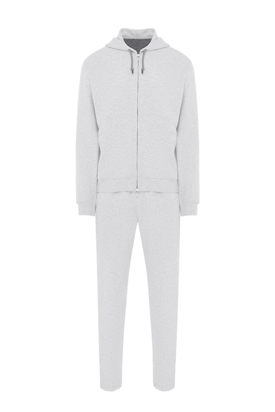 Brunello Cucinelli спортивный костюм из натурального хлопка с капюшоном и молнией серый 185198 - фото 1