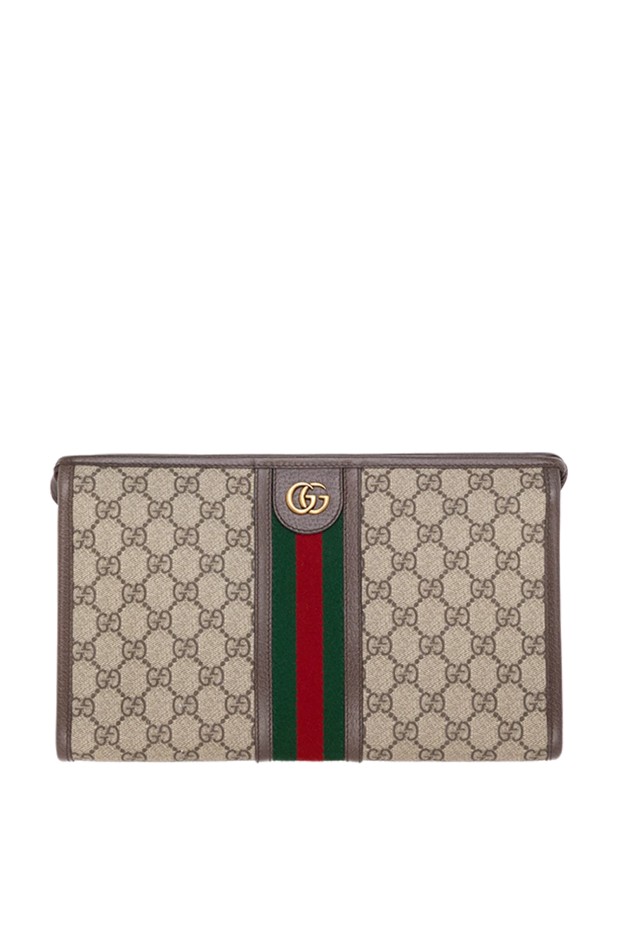 Gucci клатч ophidia с символом gg коричневый 185227 - фото 1