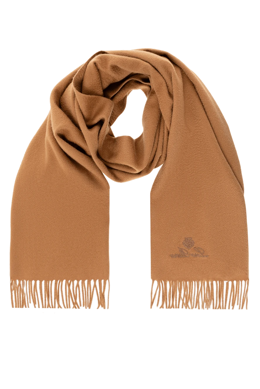Loro Piana ерлерге арналған шашағы бар қоңыр кашемир шарфы 185272 - фото 1