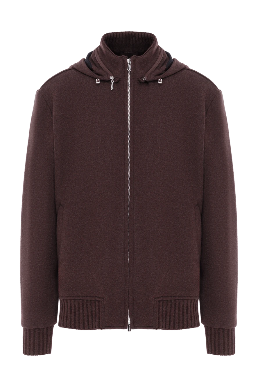 Enrico Mandelli бургундия түсті капюшон және найзағайлы кашемир күрте 185323 - фото 1