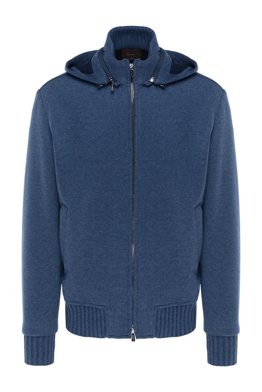 Enrico Mandelli кофта мужская спортивная синяя из кашемира с капюшоном 185330 - фото 1
