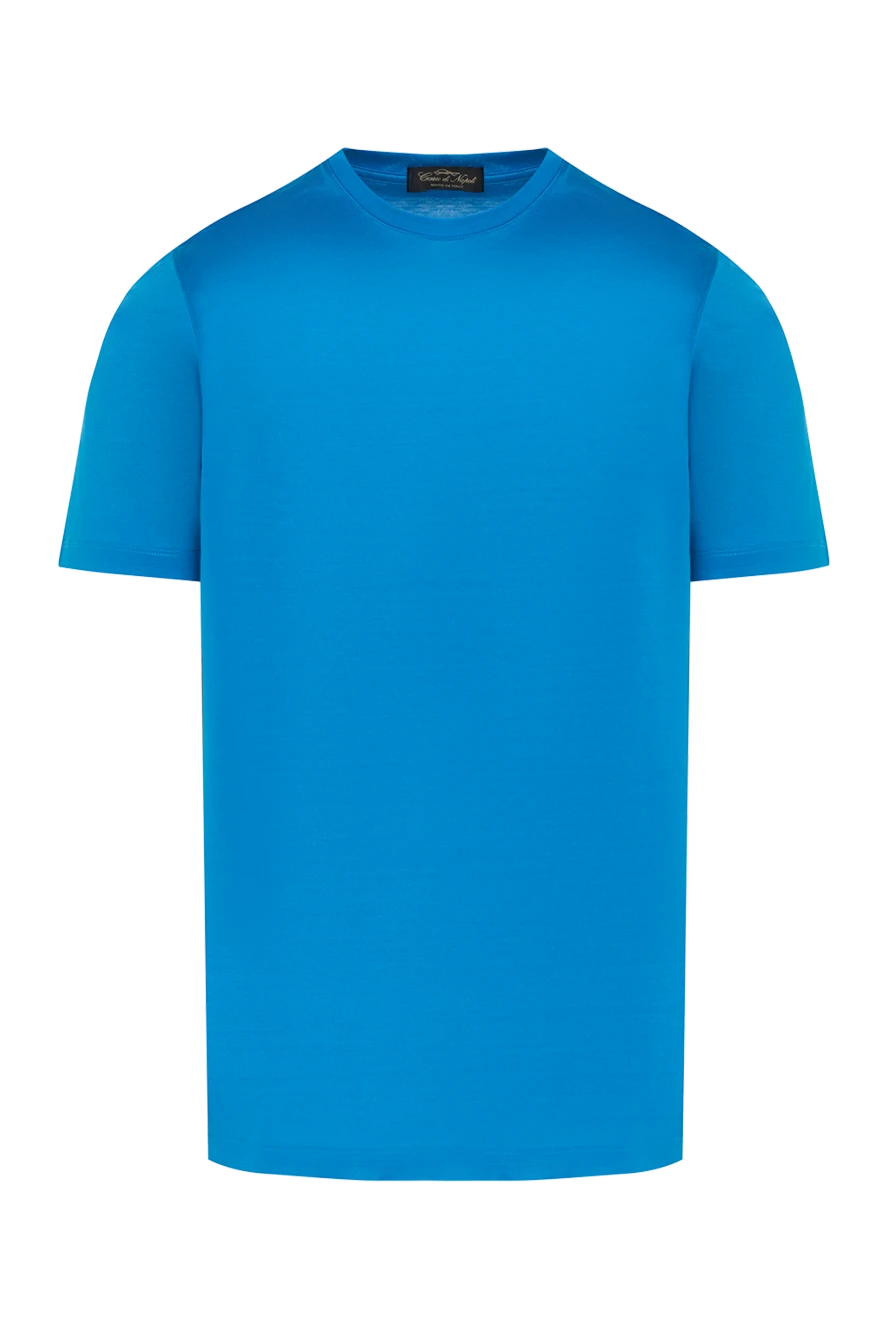 Cesare di Napoli футболка из хлопка ярко-голубого цвета с гладкой текстурой 185337 - фото 1