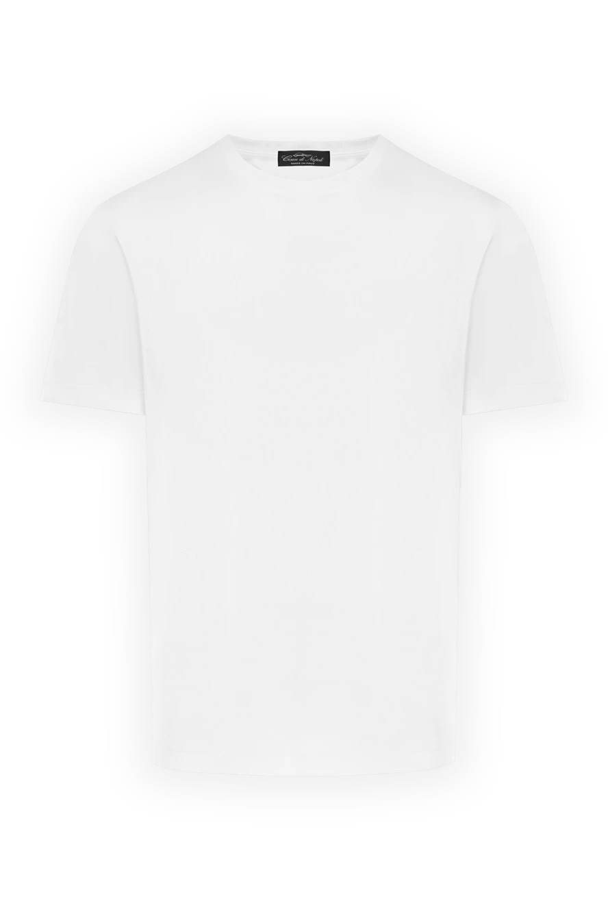 Cesare di Napoli белая футболка из мягкого хлопка с классическим кроем мужская 185340 - фото 1