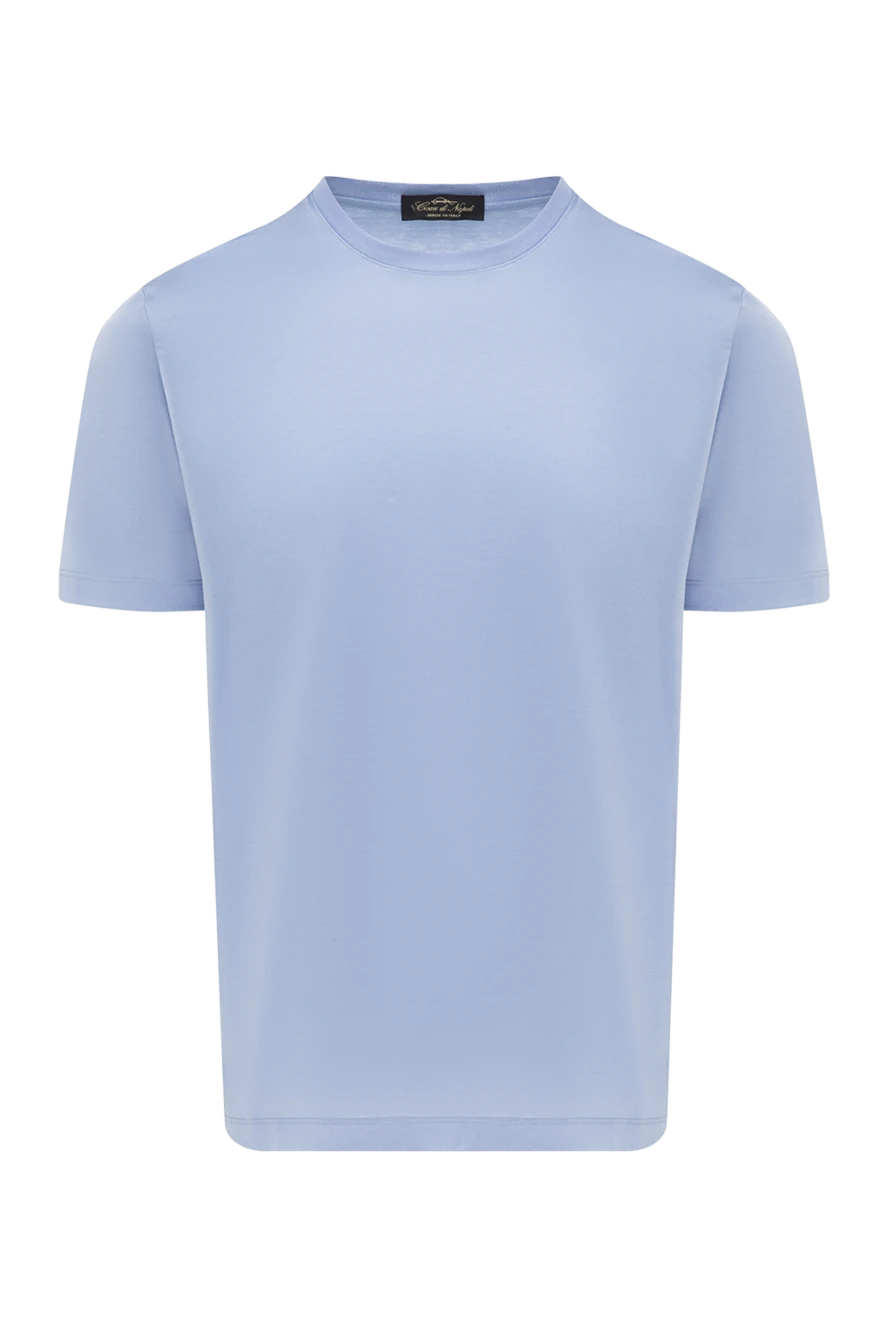 Cesare di Napoli базовая футболка из эластичного трикотажа небесного оттенка 185349 - фото 1