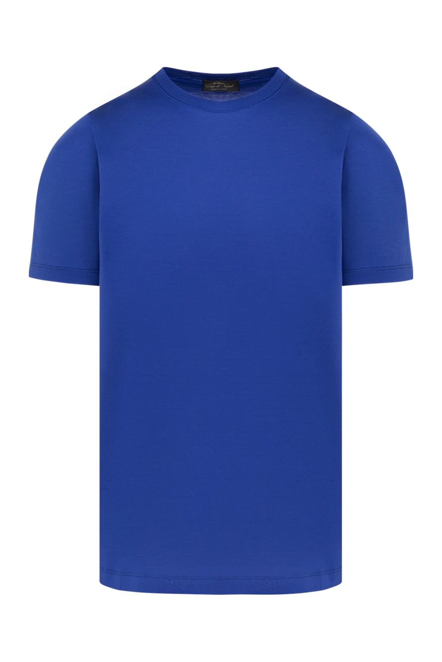 Cesare di Napoli яркая синяя футболка мужская из хлопка 185352 - фото 1