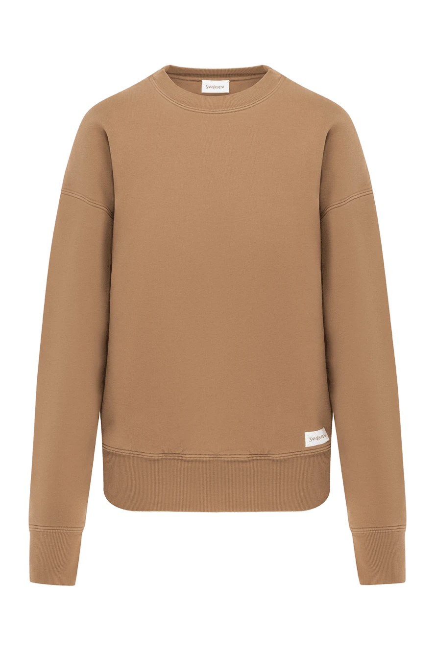 Saint Laurent флисовая толстовка из хлопка c нашивкой на подоле. 185423 - фото 1