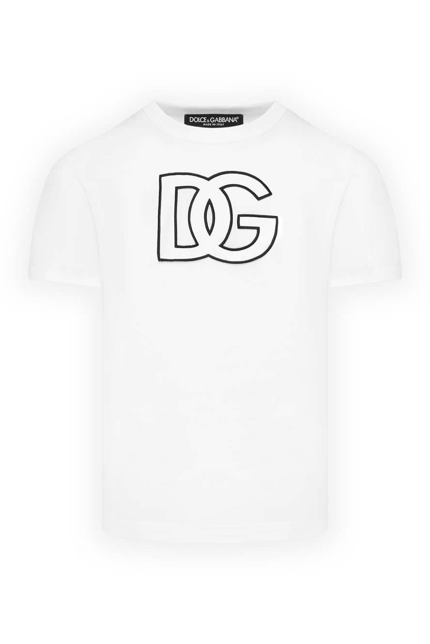 Dolce & Gabbana футболка из хлопка с объёмным чёрным монограммным принтом 185446 - фото 1