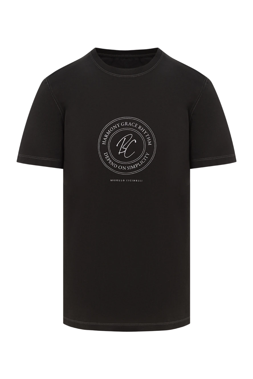 Brunello Cucinelli коричневая футболка из хлопка мужская с принтом 185486 - фото 1