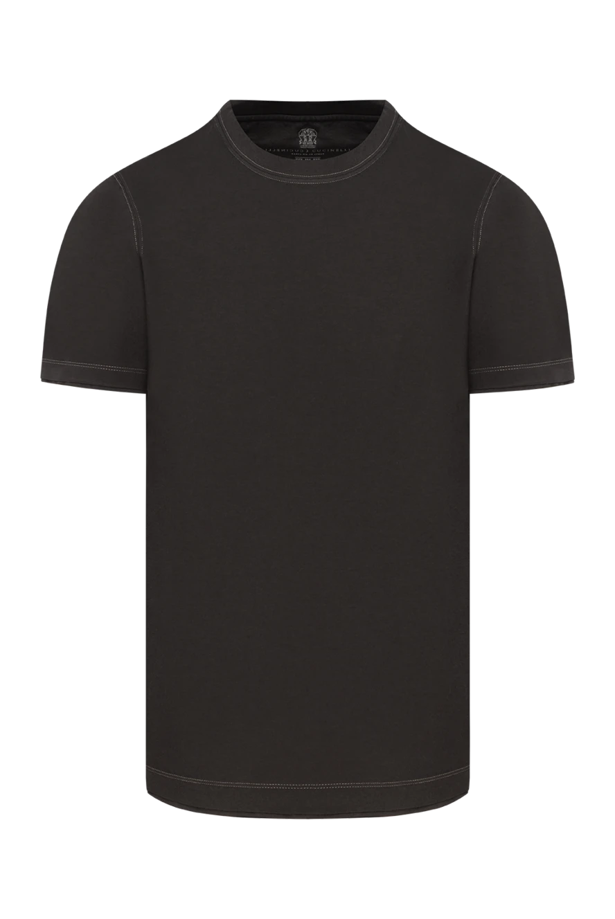 Brunello Cucinelli ерлерге арналған мақтадан жасалған қоңыр түсті футболка 185487 - фото 1