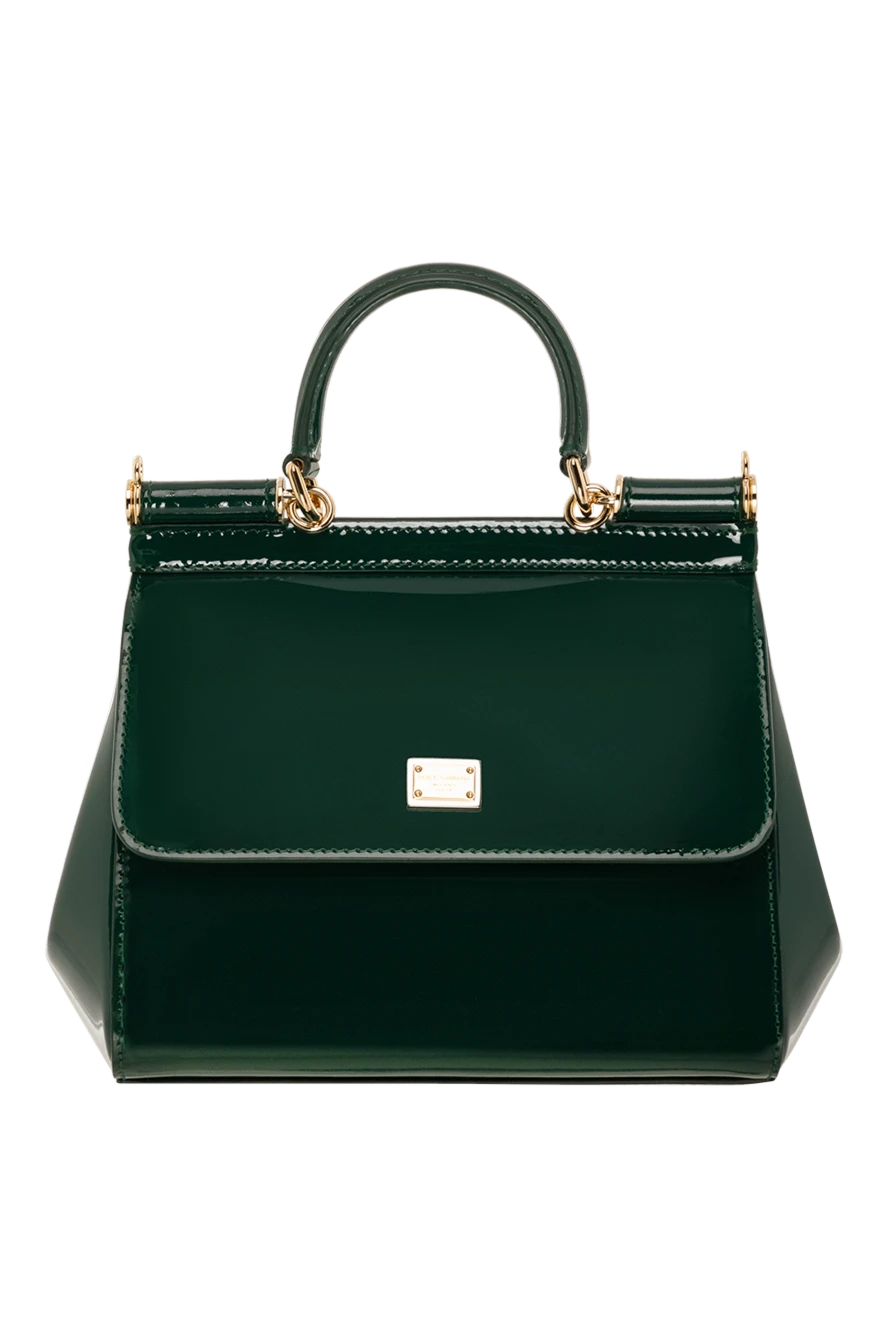 Medium green Sicily bag in patent leather