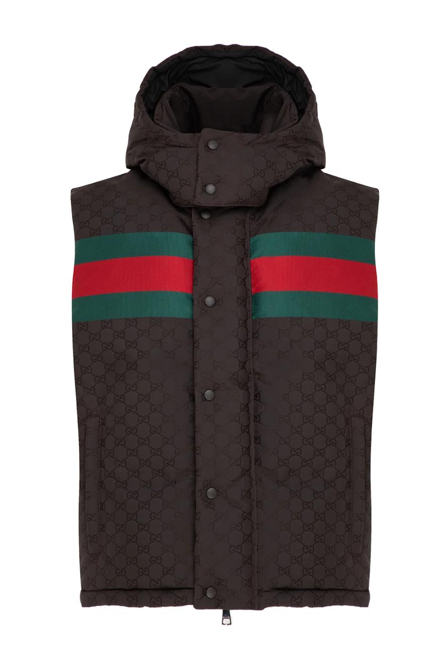 Gucci gg textile vest with hood, brown for men 185561 - photo 1
