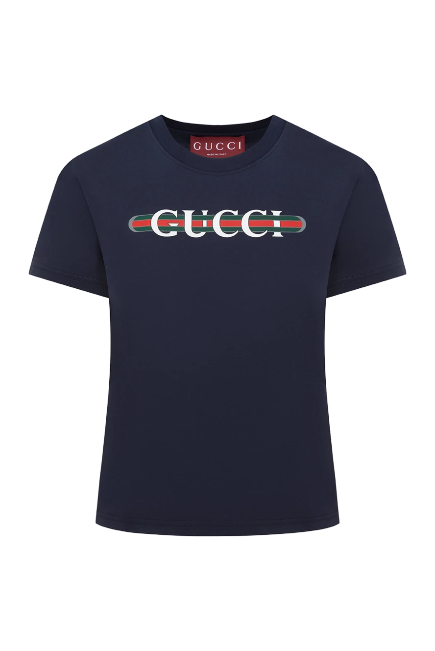Gucci логотипі бар көгілдір мақтадан жасалған әйелдер футболкасы 185568 - фото 1