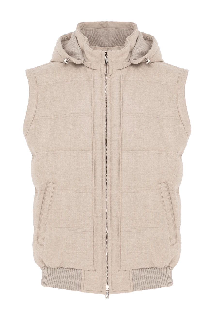 Enrico Mandelli бежевый мужской жилет из кашемира с капюшоном 185572 - фото 1