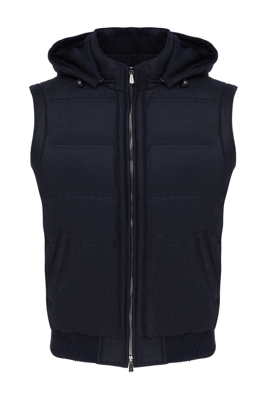 Enrico Mandelli синий кашемировый жилет мужской на молнии 185577 - фото 1