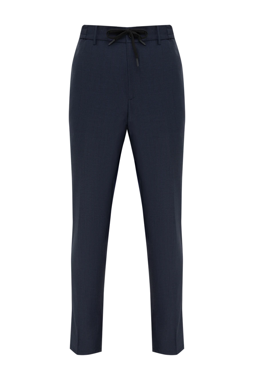 Berwich dark blue wool trousers with a drawstring waist 185605 - photo 1