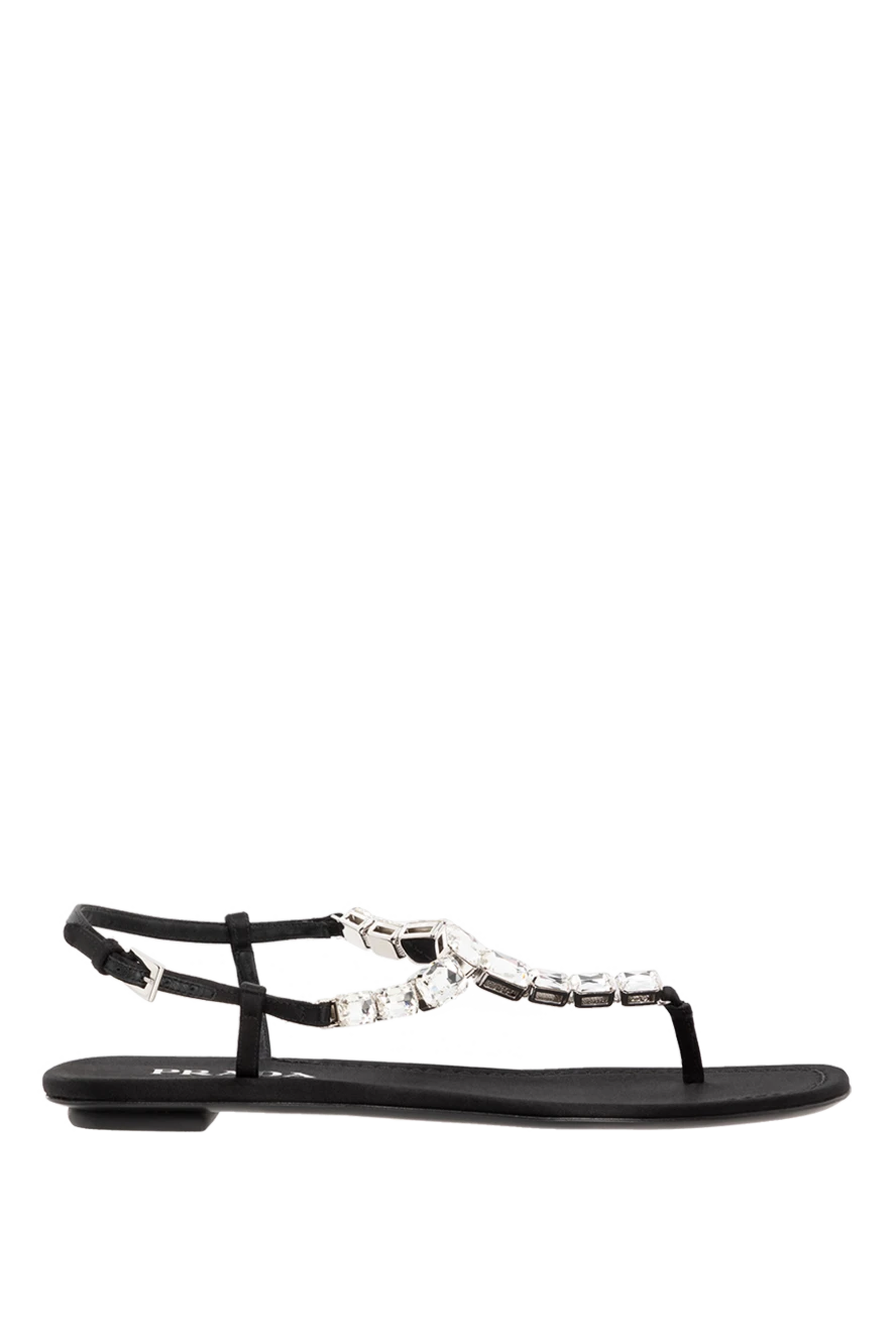Prada ринстондармен қара әйелдер сандалдары 185650 - фото 1