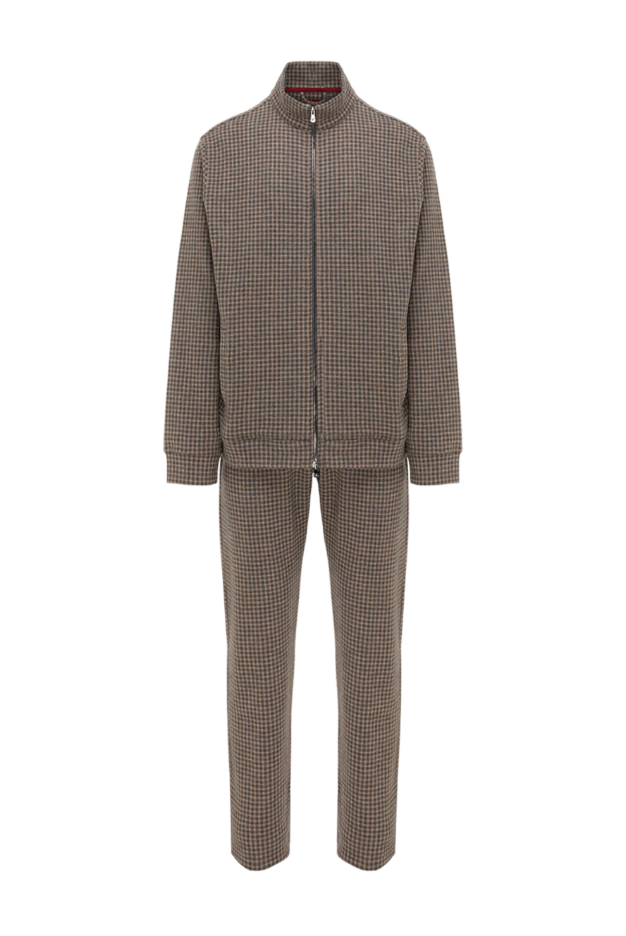 Isaia костюм прогулочный мужской коричневый в клетку 185675 - фото 1