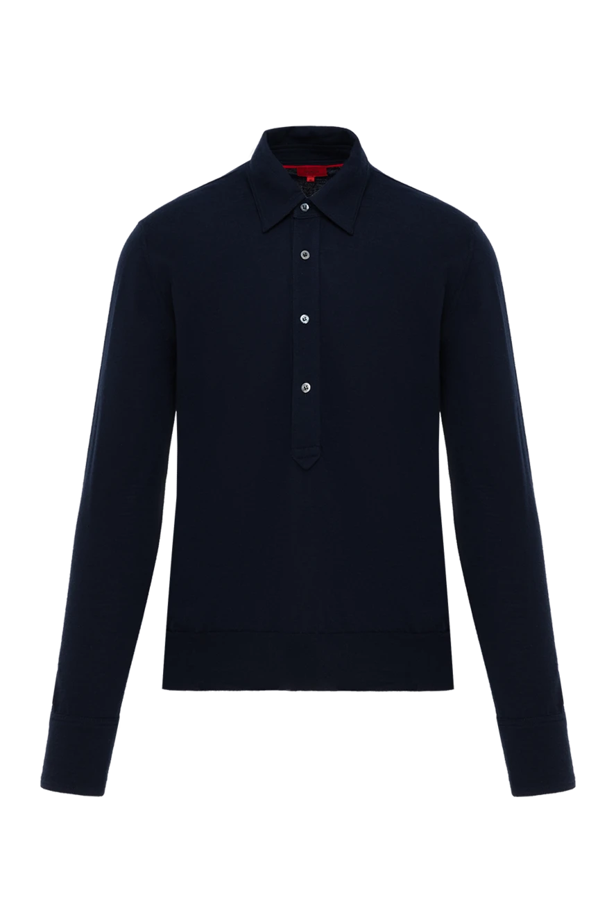 Isaia кашемировое поло с длинным рукавом мужское синее 185681 - фото 1