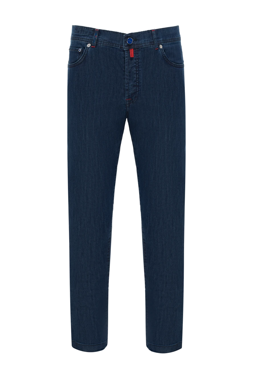 Kiton түрлі-түсті екпіні бар қою көк, мақтадан жасалған ауыр джинсы
185691 - фото 1