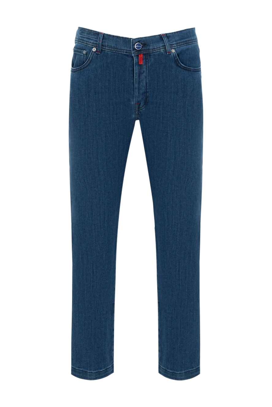 Kiton джинсы синие хлопковые мужские прямые с красными строчками 185694 - фото 1
