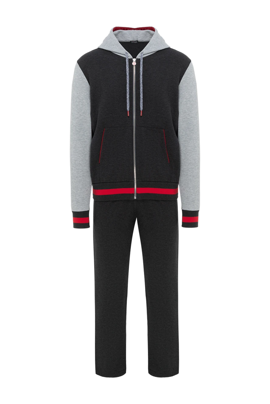 Kiton спортивный мужской костюм из хлопка и кашемира серый 185709 - фото 1
