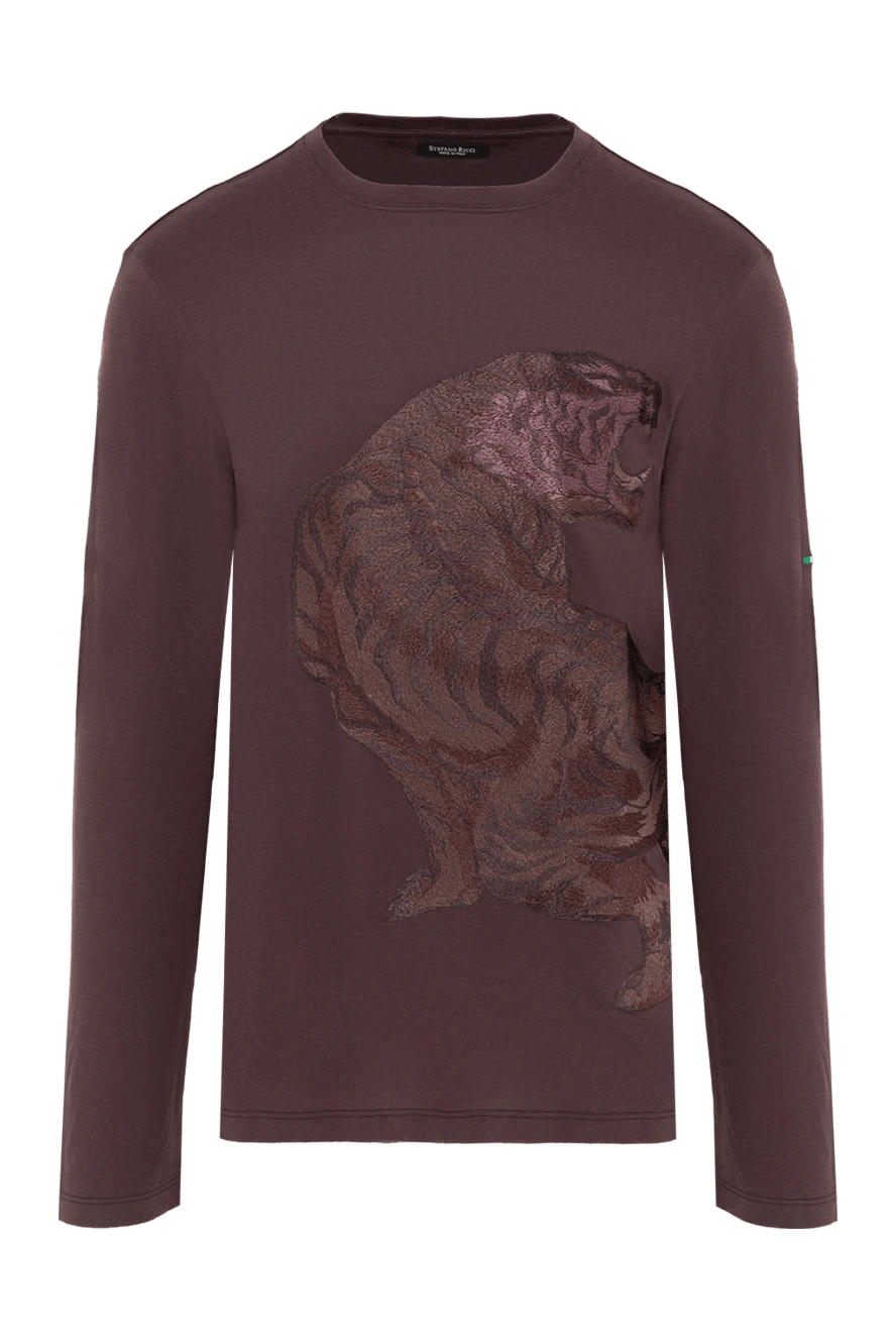 Stefano Ricci burgundy men's sweatshirt made of cotton and modal with a tiger figure 185773 - photo 1