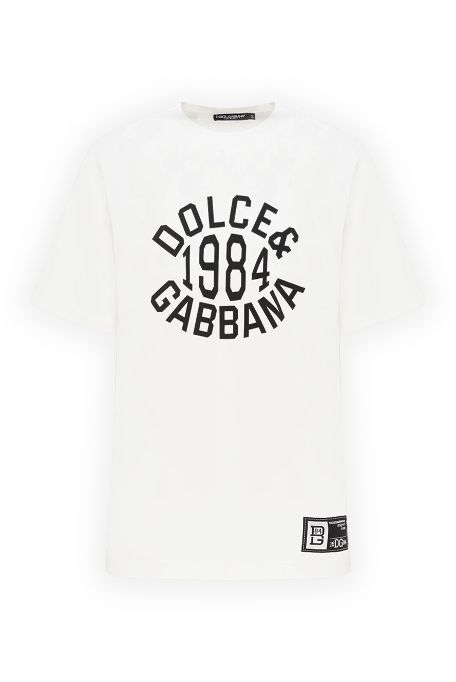 Dolce & Gabbana men's white t-shirt with a large contrasting print 1984 185946 - photo 1