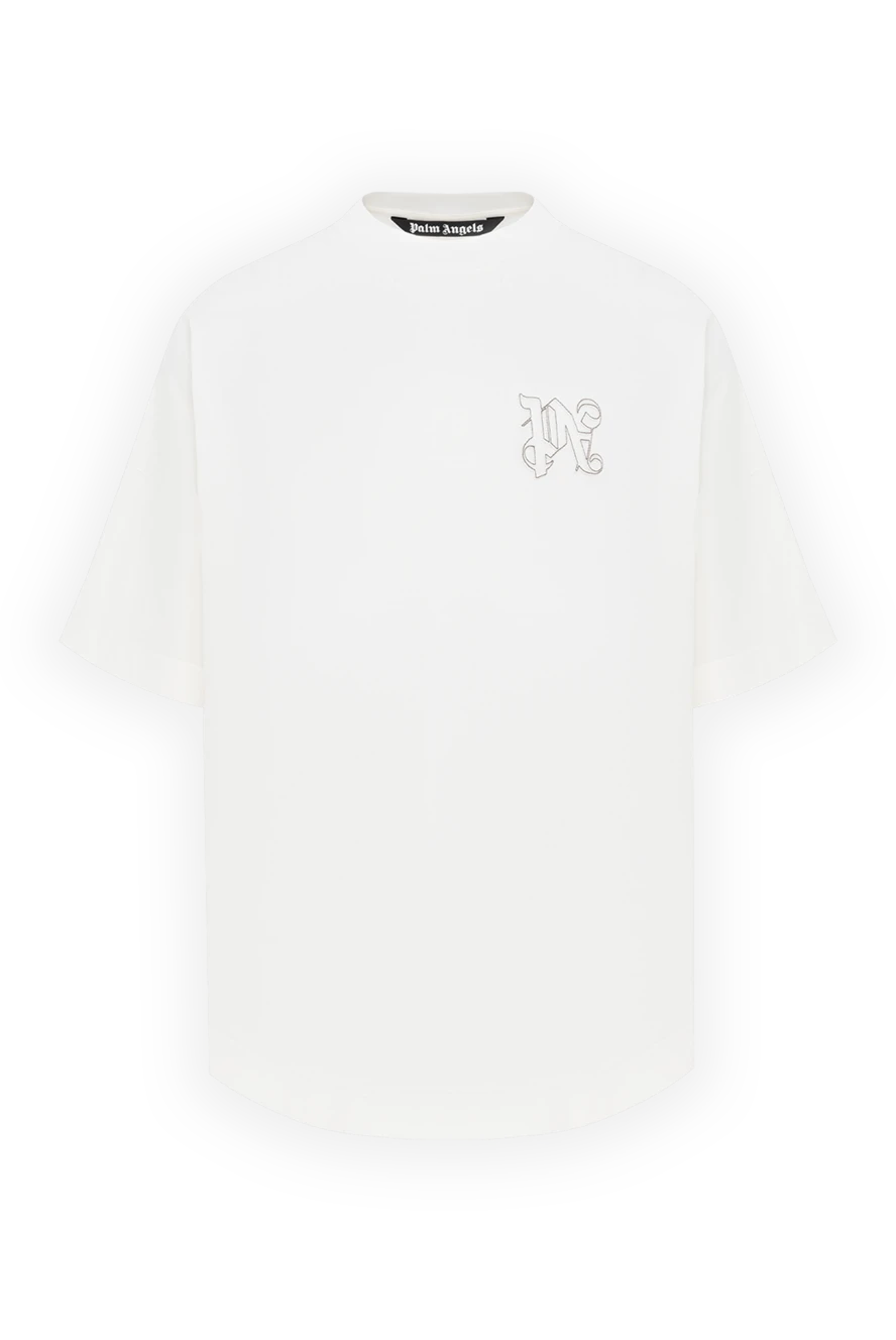 Palm Angels логотипі бар ақ мақта ерлерге арналған футболка 185960 - фото 1