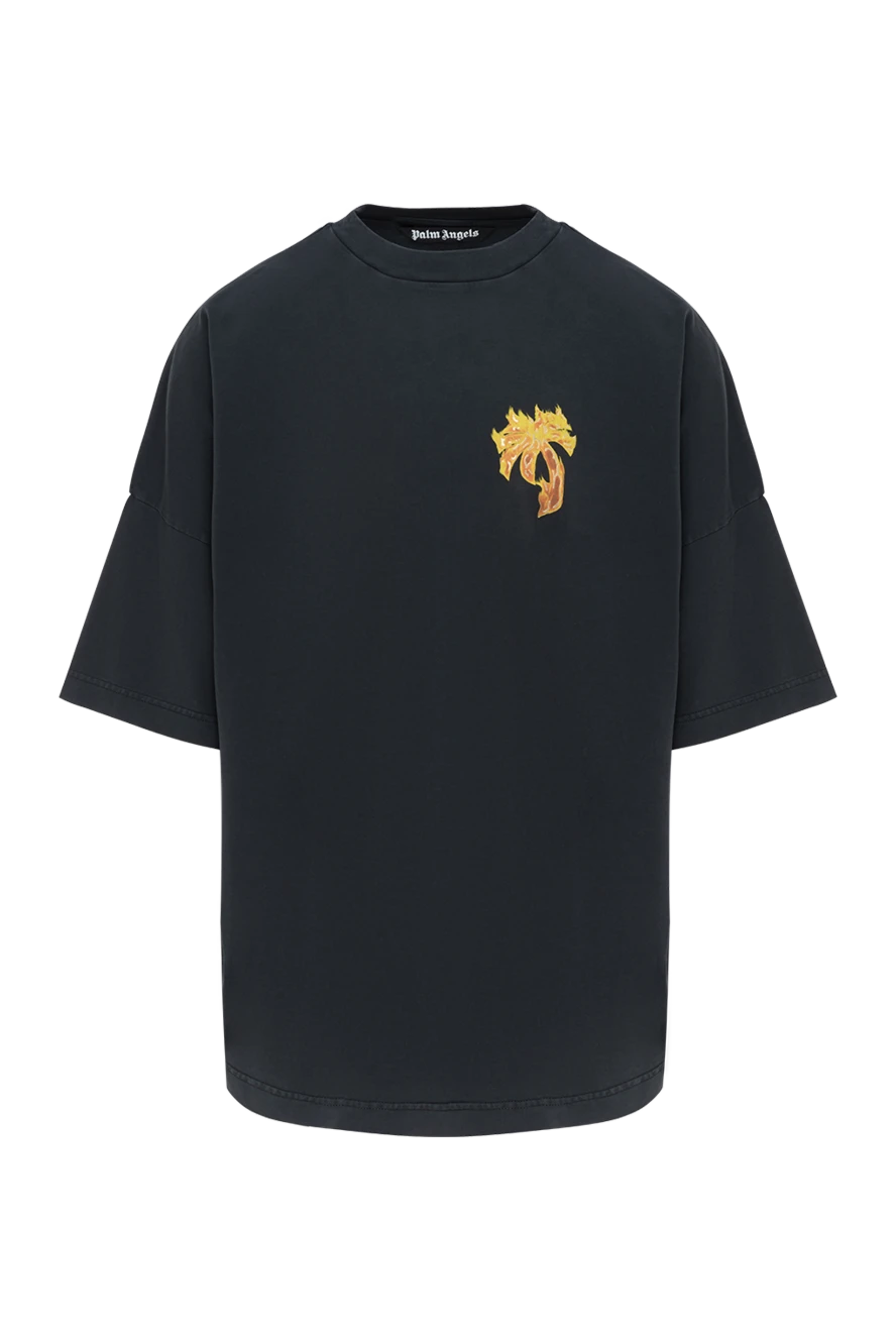 Palm Angels t-shirt flaming palm tree men's oversized black 185961 - photo 1
