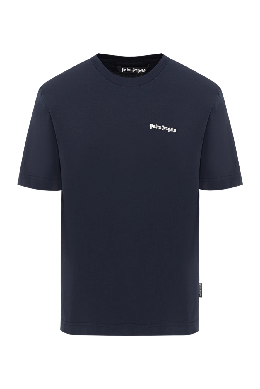 Palm Angels мужская футболка синяя из хлопка с логотипом 185965 - фото 1
