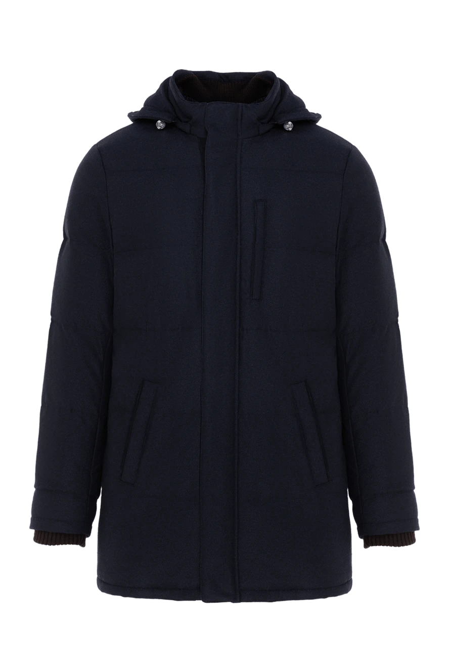 Enrico Mandelli жүн мен кашемирден тігілген ерлерге арналған көк түсті оқшауланған күртеше 186036 - фото 1