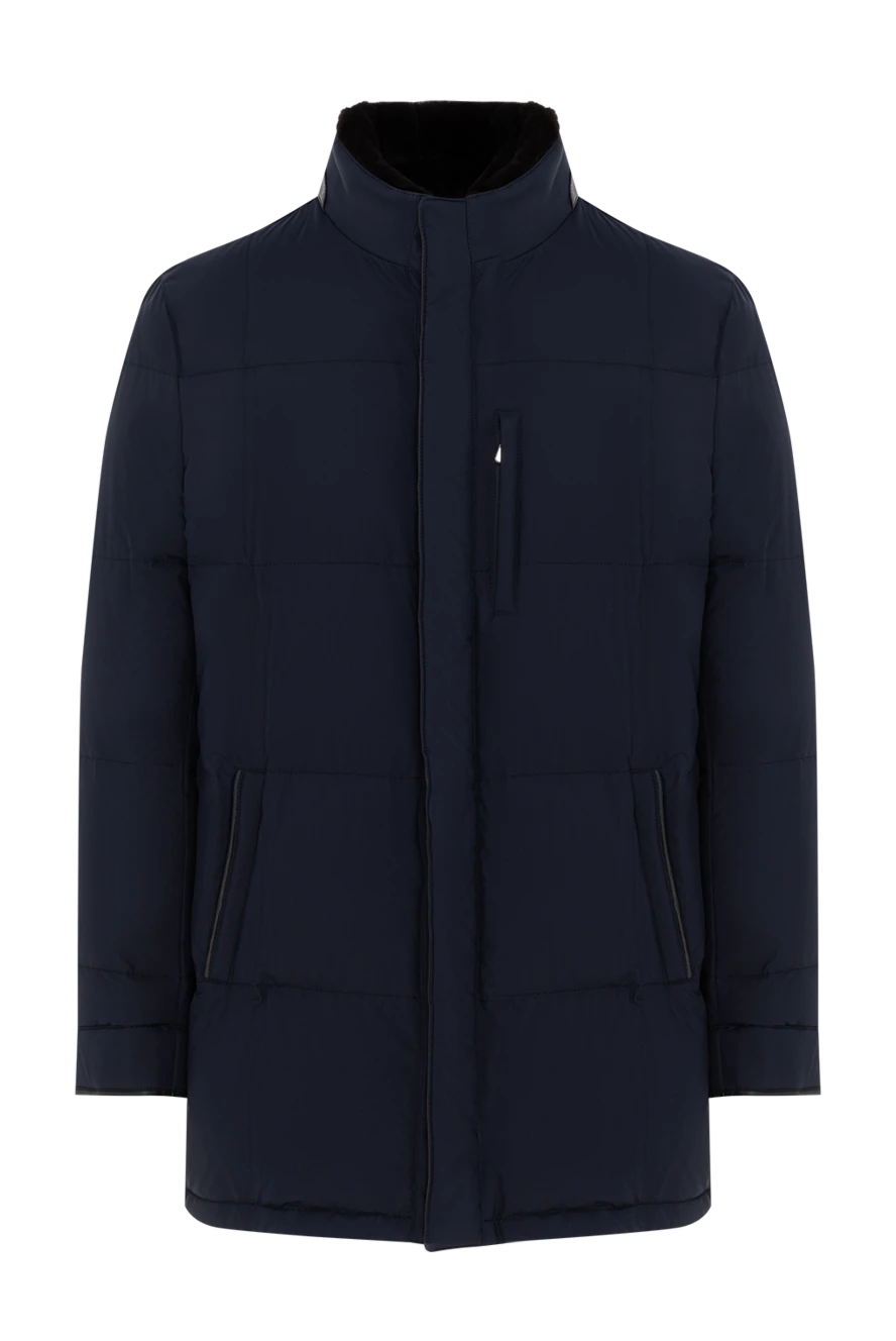 Enrico Mandelli куртка мужская синяя из шелка 186039 - фото 1