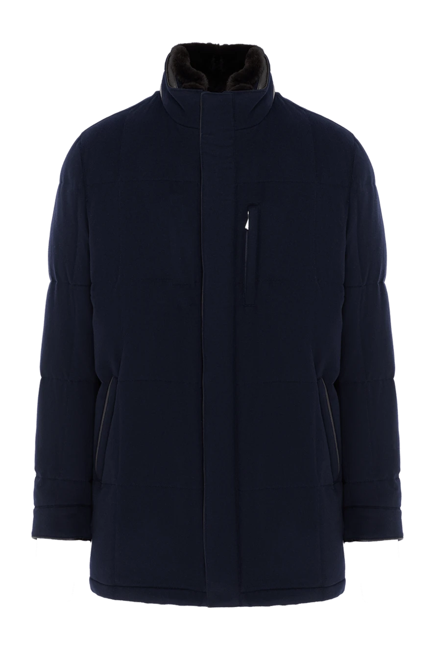 Enrico Mandelli синяя кашемировая куртка мужская с воротником на меху 186044 - фото 1