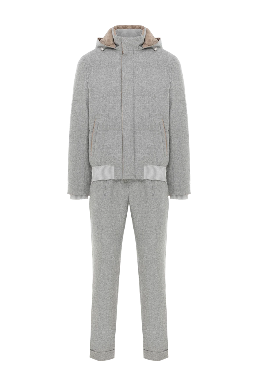 Enrico Mandelli капюшоны бар ерлер сұр түсті кашемир костюмі 186046 - фото 1